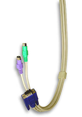 3-in-one Zip KVM cable assembly (M/M video), 6 feet