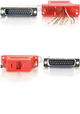 RJ45 to DB25 Male Modular Adapter - Red RJ45 to DB25 Male Modular Adapter - Red