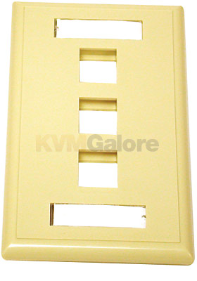 Multimedia Keystone Wall Plate - Ivory, 3-Ports