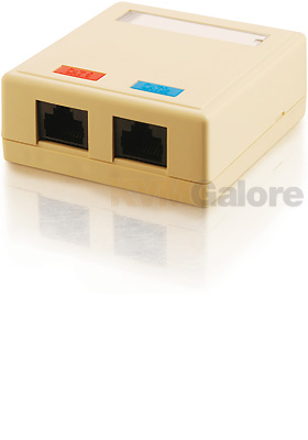 CAT-5e Surface-Mount Box, 2-Ports, Ivory