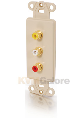 Decorative Gold Triple RCA Multimedia Insert - Ivory