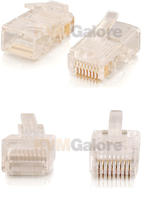 RJ45 CAT-5 8x8 Modular Plug for Round Stranded Cable, 100-Pack