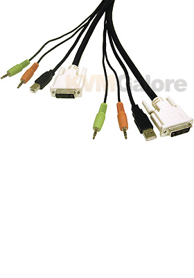 DVI Dual-Link/USB 2.0 KVM Cable w/Speakers and Mic, 6-feet