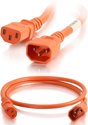 14 AWG Computer Power Extension Cord - Orange, 3 Feet
