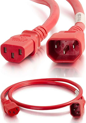 14 AWG Computer Power Extension Cord - Red, 6 Feet