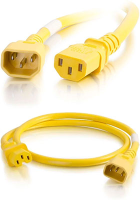 14 AWG Computer Power Extension Cord - Yellow, 10 Feet