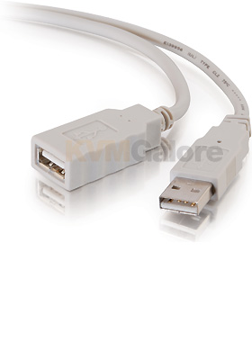 USB 2.0 A-Male to A-Female Extension Cable, White, 2m