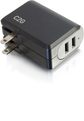2-Port USB Wall Charger, USB-A 2-Port USB Wall Charger, USB-A