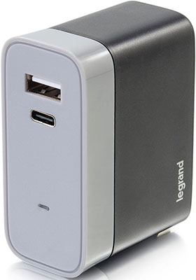 2-Port USB Wall Charger, USB-C + USB-A