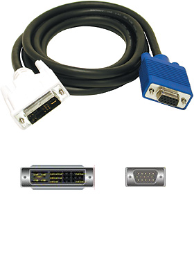 DVI-I to VGA Male/Male Analog Video Cables