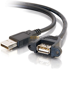 Panel-Mount USB 2.0 A Male to A Female Cable, 3-feet Panel-Mount USB 2.0 A Male to A Female Cable, 3-feet