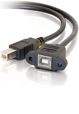 Panel-Mount USB 2.0 B Female to B Male Cable, 1.5-feet