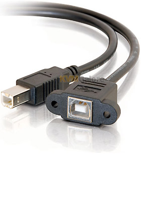 Panel-Mount USB 2.0 B Female to B Male Cable, 1-foot