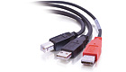 USB 2.0 B Male to 2 USB A Male Y-Cable