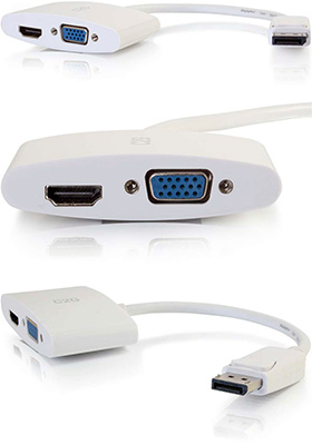 DisplayPort to HDMI or VGA Adapter/Converter, White