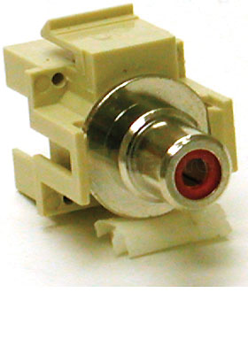 Snap-In Red RCA F/F Keystone Insert Module, Ivory