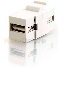 Snap-In USB Type-A Female Keystone Insert, White