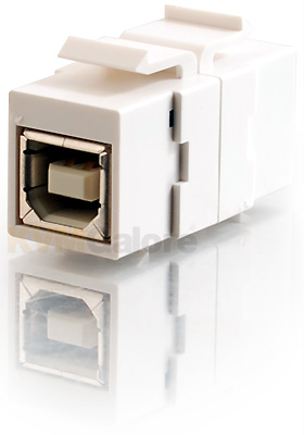 Snap-In USB Type-B Female Keystone Insert, White Snap-In USB Type-B Female Keystone Insert, White