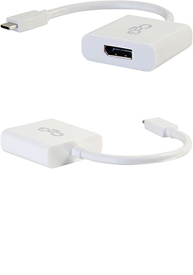 USB-C to DisplayPort Audio/Video Adapter, White USB-C to DisplayPort Audio/Video Adapter, White