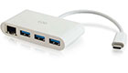 USB-C to Ethernet Adapter w/ 3-Port USB Hub, White