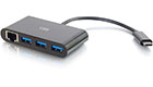 USB-C to Ethernet Adapter w/ 3-Port USB Hub, Black