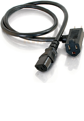 Universal Power Cord w/ Extra Outlet - 3-Feet