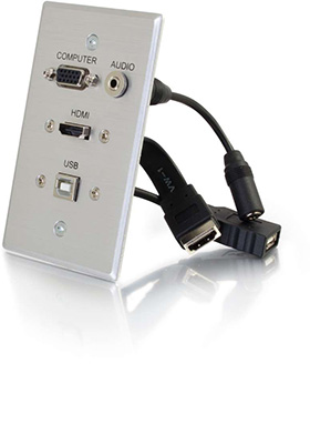 HDMI + VGA + 3.5mm Audio + USB Wall Plate