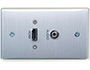 Image 3 of 4 - HDMI and 3.5mm Audio Pass-Through Single-Gang Wall Plate, Brushed Aluminum, front view.
