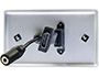 Image 4 of 4 - HDMI and 3.5mm Audio Pass-Through Single-Gang Wall Plate, Brushed Aluminum, back view.