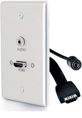 HDMI and 3.5mm Audio Pass-Through Single-Gang Wall Plate, Brushed Aluminum HDMI and 3.5mm Audio Pass-Through Single-Gang Wall Plate, Brushed Aluminum