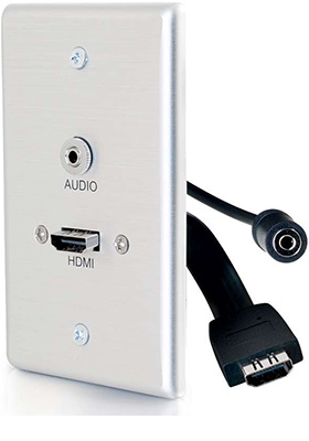 HDMI and 3.5mm Audio Pass-Through Single-Gang Wall Plate, Brushed Aluminum