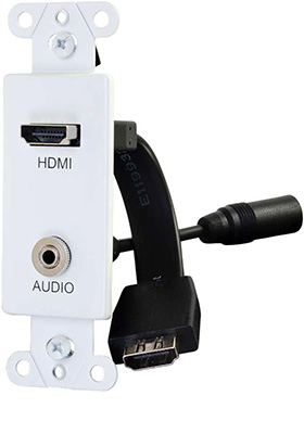 HDMI and 3.5mm Audio Pass-Through Decorative Wall Plate, White