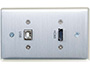 Image 3 of 4 - HDMI and USB Pass-Through Single-Gang Wall Plate, Brushed Aluminum, front view.