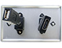 Image 4 of 4 - HDMI and USB Pass-Through Single-Gang Wall Plate, Brushed Aluminum, back view.