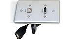 HDMI and USB Pass-Through Single-Gang Wall Plate, Brushed Aluminum
