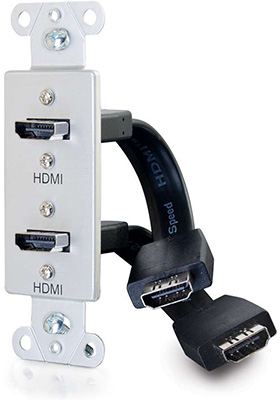 Dual HDMI Pass-Through Decorative Wall Plate, Aluminum