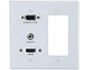 Image 3 of 4 - HDMI, VGA and 3.5mm Audio Pass-Through Double-Gang Wall Plate, White, front view.