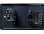 Image 4 of 4 - Dual HDMI Pass-Through Single-Gang Wall Plate, Black, back view.