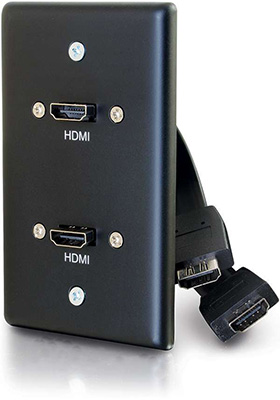 Dual HDMI Pass-Through Single-Gang Wall Plate, Black