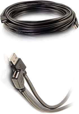 USB-A Male to Female Active Extension Cable - Plenum, CMP-Rated, 75 Feet