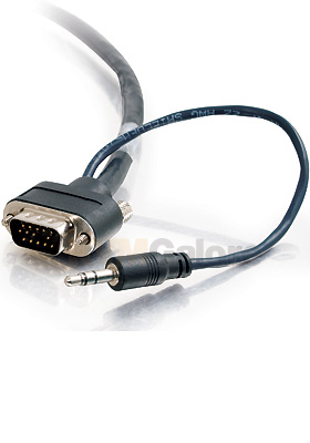 Plenum, Low Profile HD15+3.5mm M/M Cable, 35-Feet