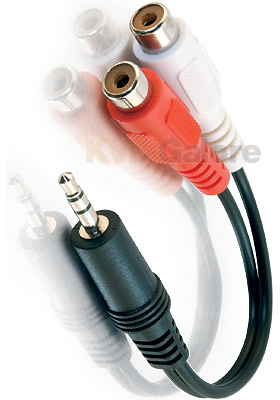 3.5mm Stereo Male to Two RCA Female Y-Cable, 6-inches