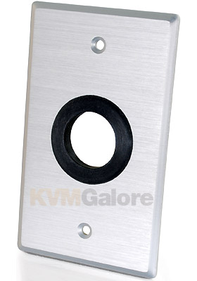 Single Gang 1in Grommet Wall Plate, Brushed Aluminum Single Gang 1in Grommet Wall Plate, Brushed Aluminum