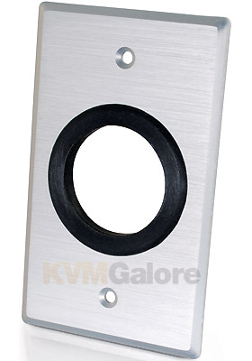 Single Gang 1.5in Grommet Wall Plate, Brushed Aluminum
