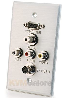 VGA (Top)+3.5mm+S-Video+Composite+RCA-Audio Wall Plate, Single Gang