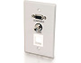 Image 1 of 4 - Single Gang VGA Video + 3.5mm Audio + Keystone Wall Plate, front view.