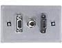 Image 4 of 4 - Single Gang, Brushed-Aluminum, HDMI + HD15 VGA + 3.5mm Wall Plate, back view.