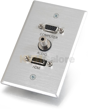 HDMI + HD15 VGA + 3.5mm Wall Plate, Single Gang