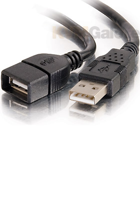 USB 2.0 A-Male to A-Female Extension Cable, Black, 2m