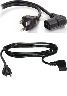 Universal Right-Angle Power Cord (IEC320C13R to NEMA 5-15P), 6-feet